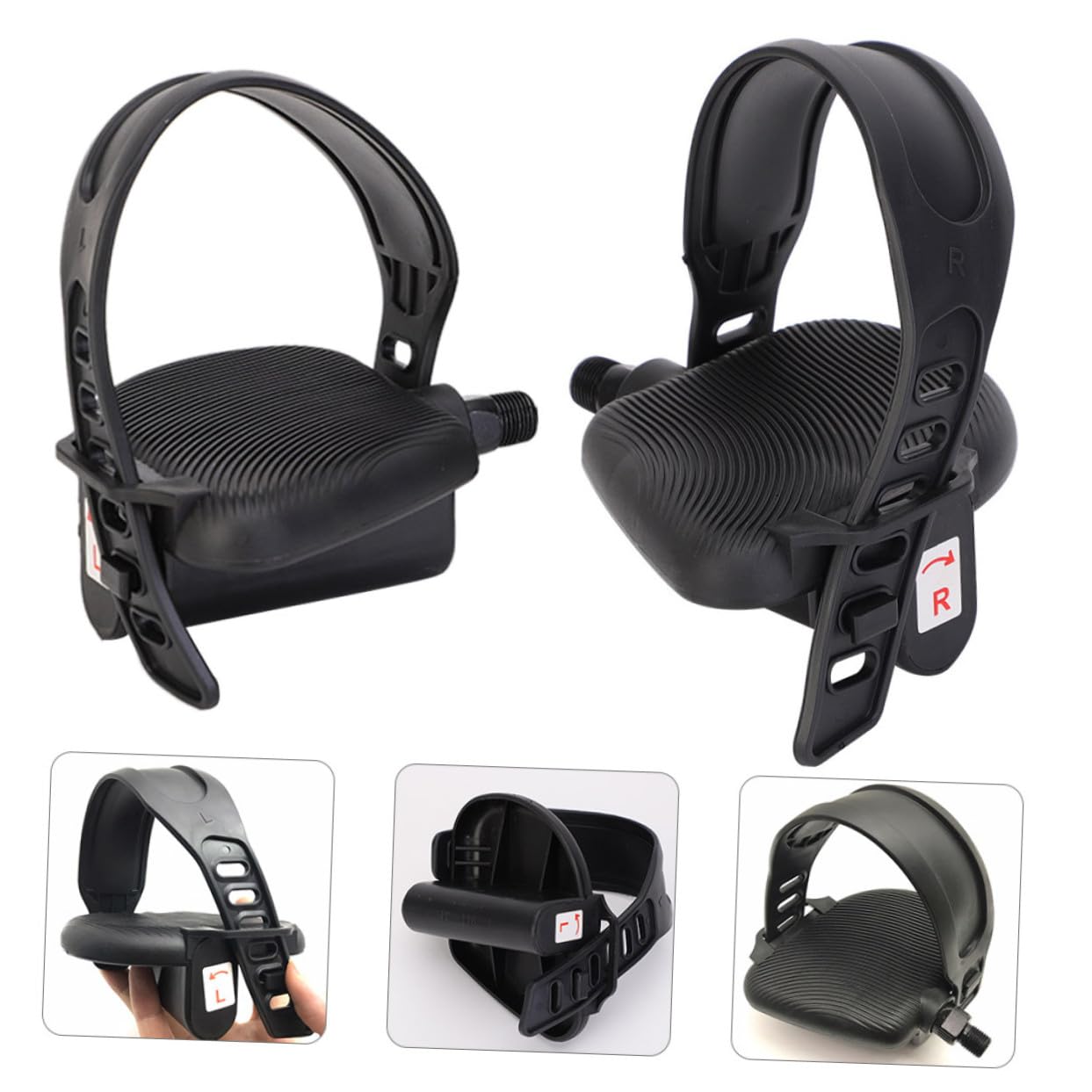 Verstellbare Heimtrainerpedale mit Rutschfestem Gummi und Stahl Ersatzpedale für Outdoor Fahrräder Fitness Fahrradzubehör mit Abs und Verstellbaren Gummiriemen