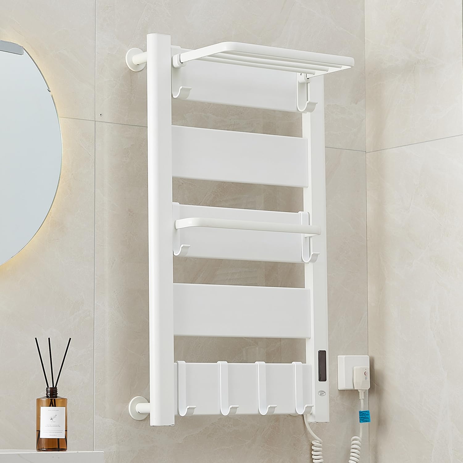 Amazon.com: Heated Towel Rack for Bathroom Wall Mounted Electric Towel Warmer with Top Shelf ...