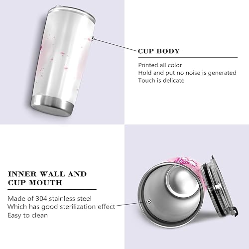 Miniatura 3 de Vaso de gnomos rosados con tapa y pajilla, vaso aislado de acero inoxidable, taza de café de viaje de doble pared, tazas térmicas al vacío para