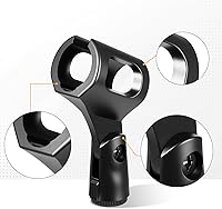 Vista 5 de 4 clips universales para micrófono, soporte de micrófono ajustable para micrófonos con adaptador de tornillo hembra de 3/8 pulgadas para soportes