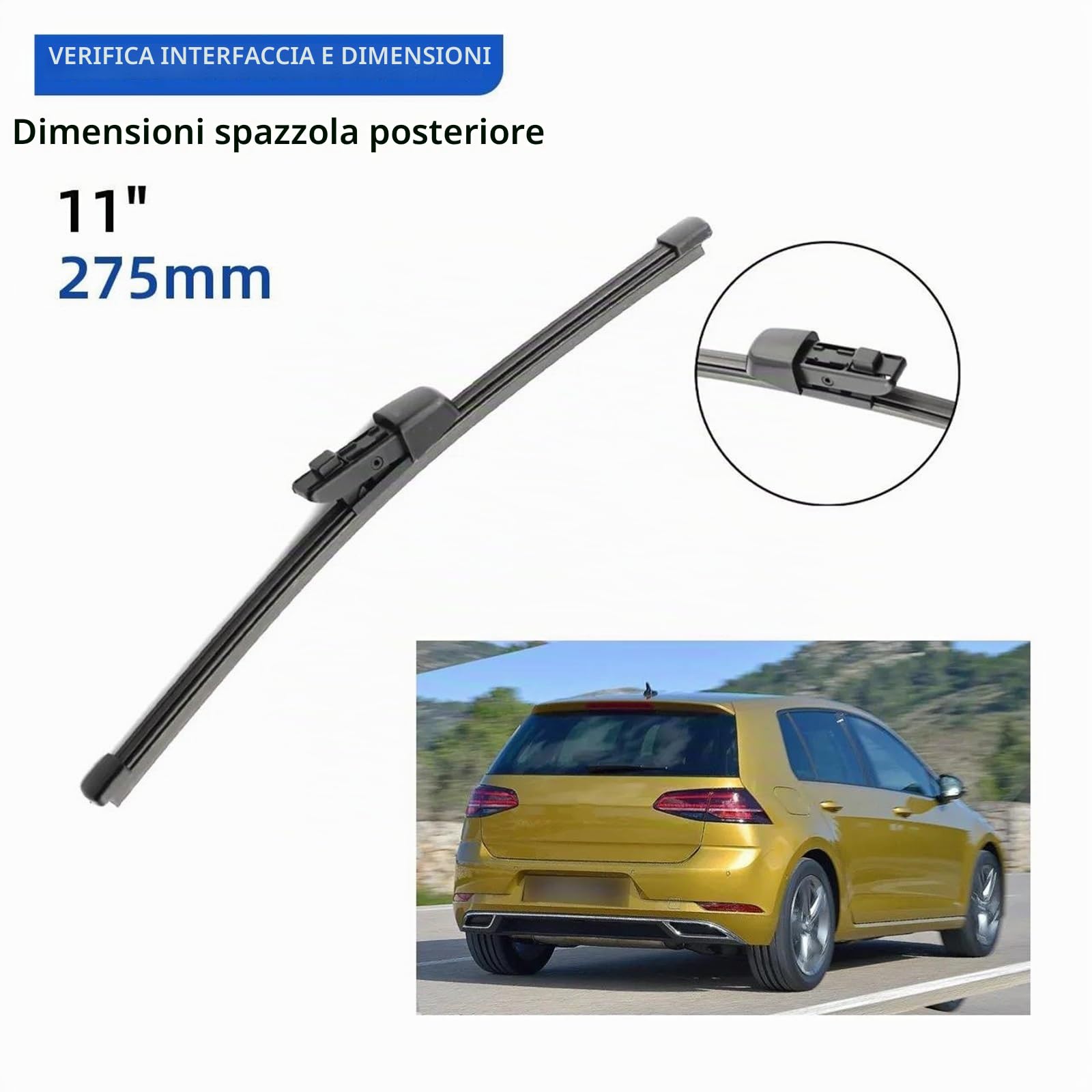 Kit Tergicristalli 3-in-1 Compatibile con Volkswagen Golf 7 MK7 (2012-2018) | Anteriore 26"+18" + Posteriore 11" | Silenzioso (MOZbatte)