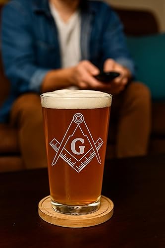 Miniatura 5 de Mason Masons - Símbolos de logotipo Masonic Live Better - Vasos de pinta grabados con láser para cerveza, jarra de 16 onzas