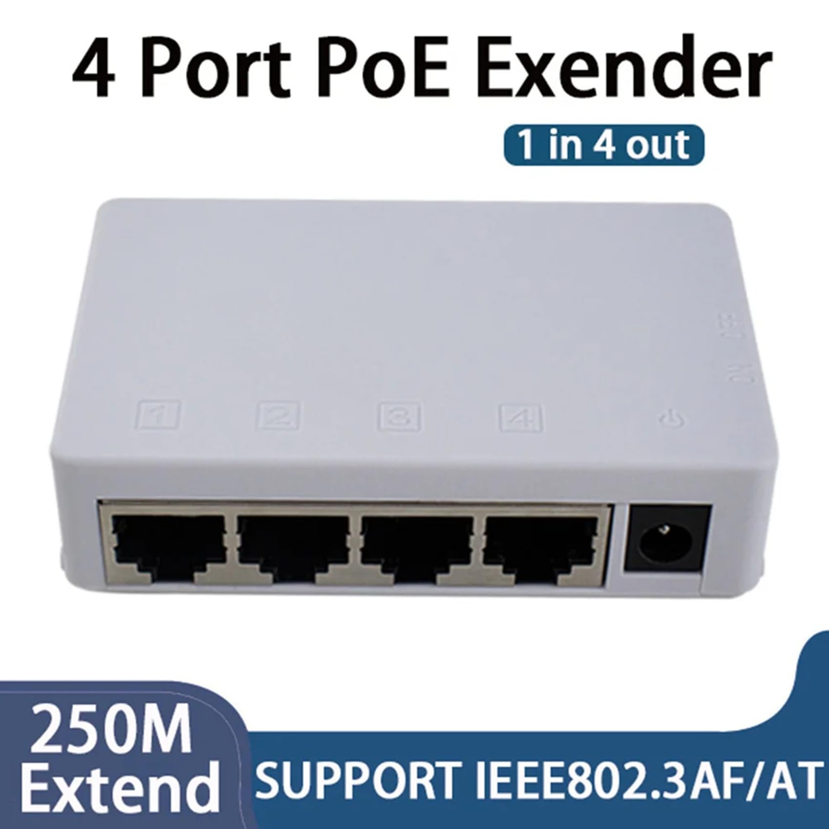 10X 4 Porte Poe Extender 100Mbps 1 in 4 out 250 Metri Switch di Rete Ripetitore IEEE802.3af/At per Poe Switch NVR IP Camera
