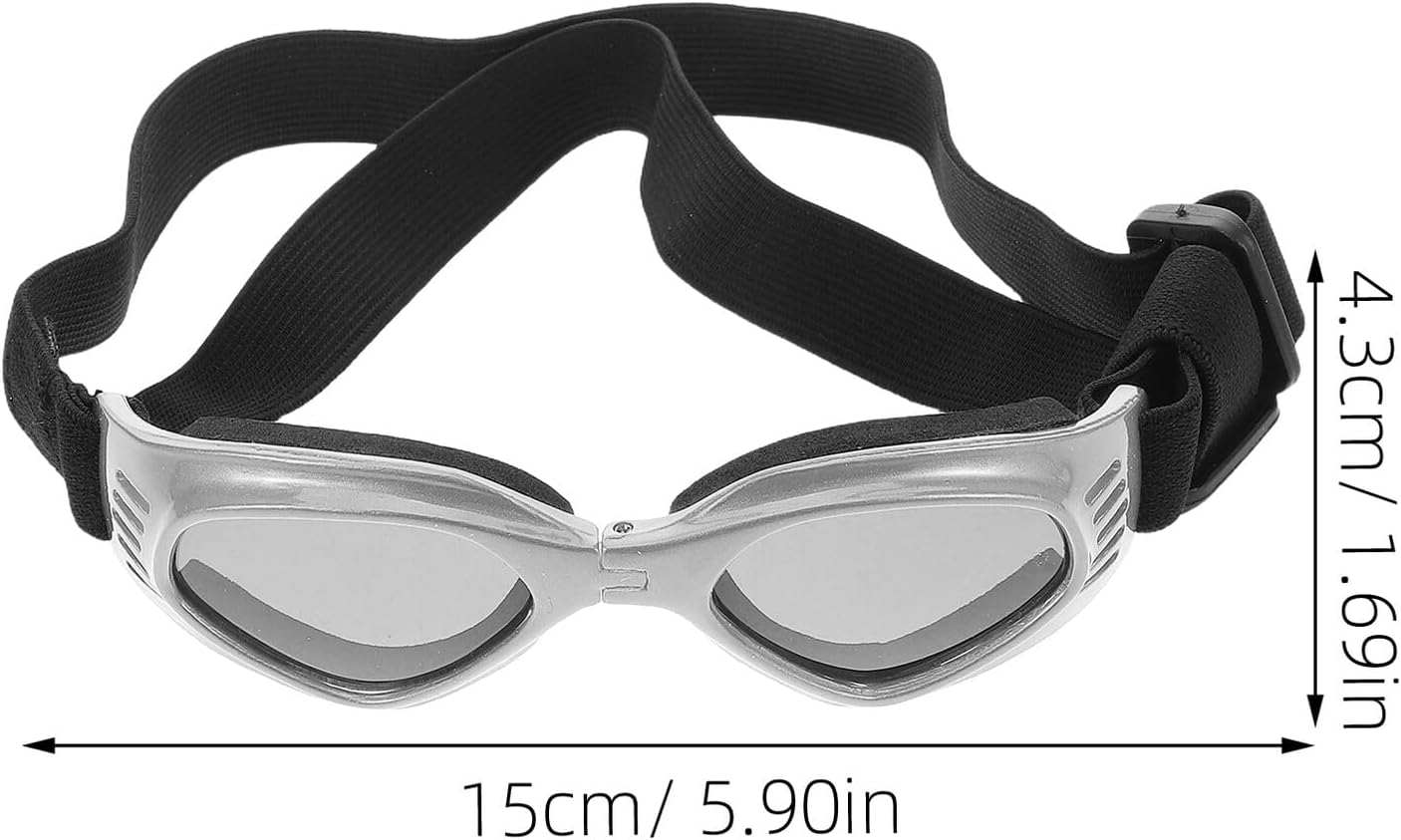 COLLBATH Small Pet Goggles UV Protection Foldable Windproof Silver Dog Sunglasses for Outdoor Use Compatible with Small Dogs and Cats