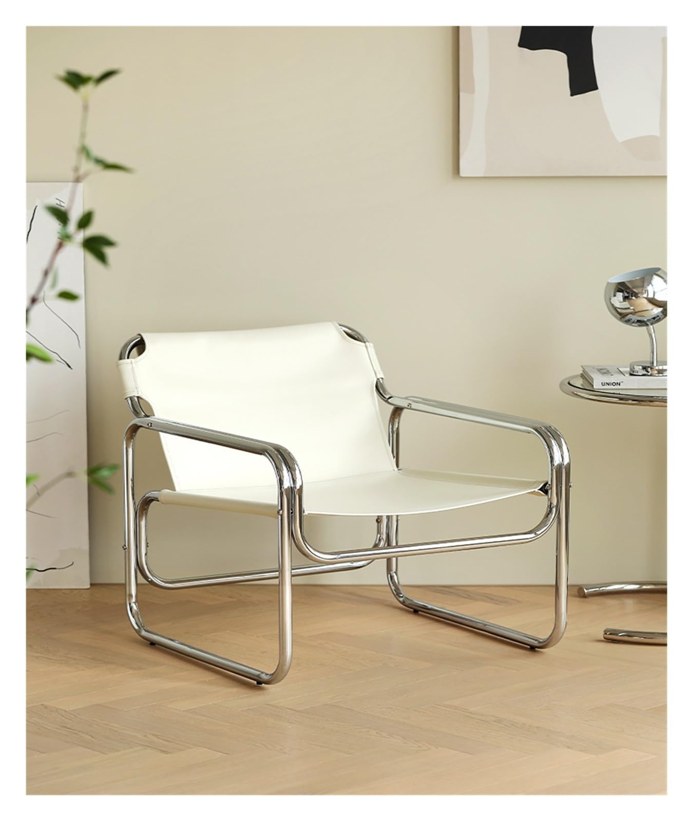 FULLOVE Sedia nordica Bauhaus Mobili Medio-antichi Ins Moda Schienale reclinabile in Acciaio Inossidabile Divano Singolo for Il Tempo Libero 2023(Color:Black)