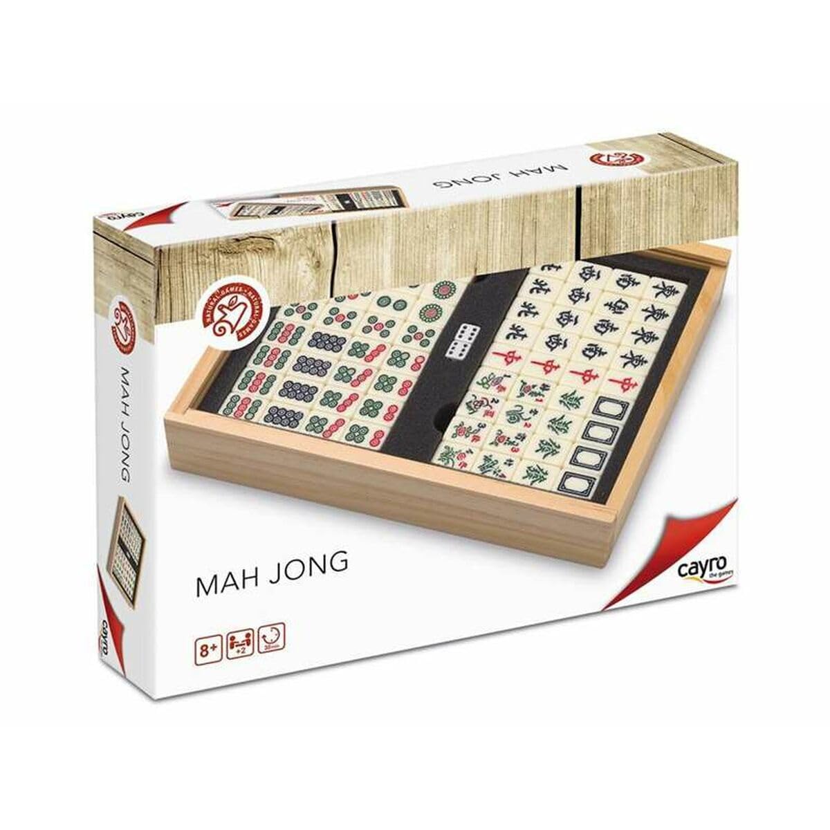 Cayro - Mah Jong - + 8 Anni - Modello In Legno - Gioco Da Tavolo Per Bambini E Adulti - Scatola Con Coperchio Scorrevole Per Riporre Le Fiches - Da 2 A 8 Giocatori
