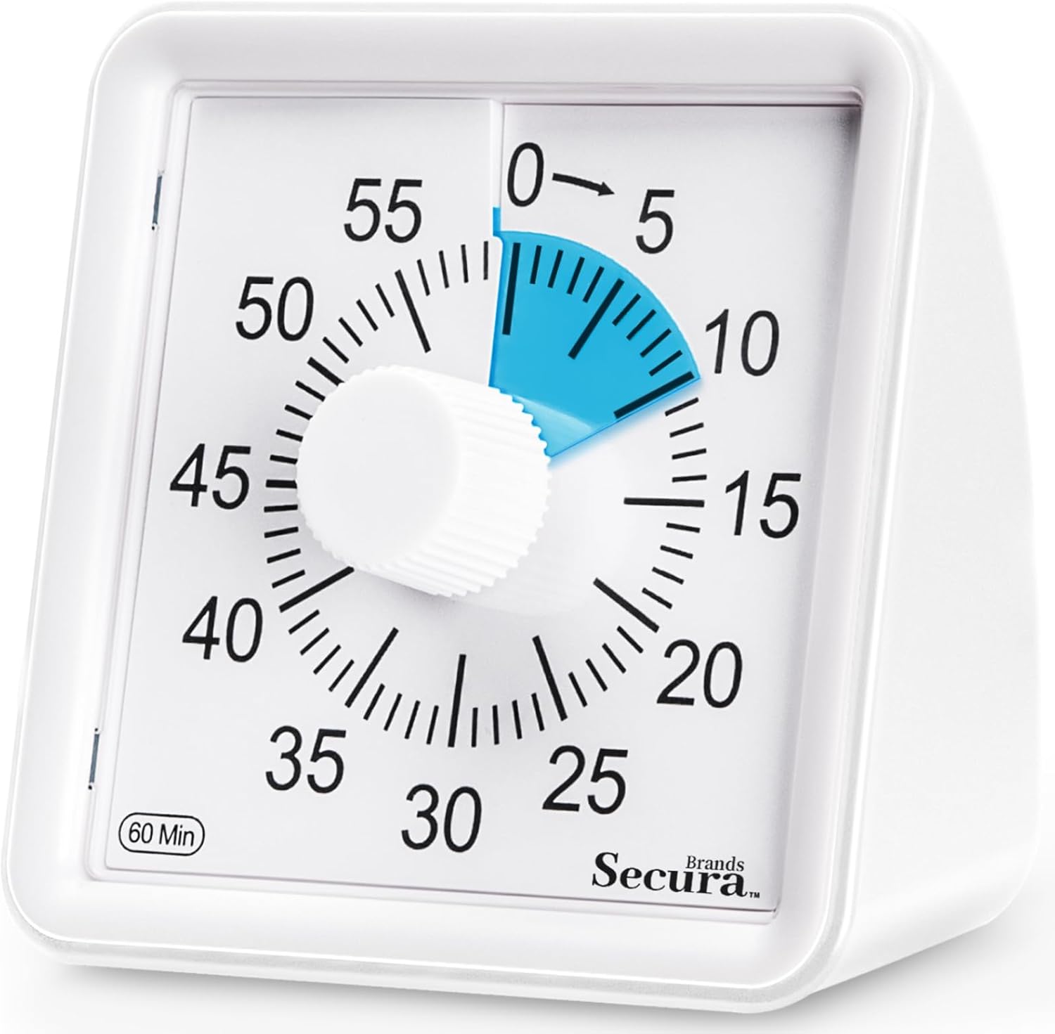 Secura 60-Minute Visual Countdown Timer for Kids & Adults, Classroom Time Management Tool (Blue & White)