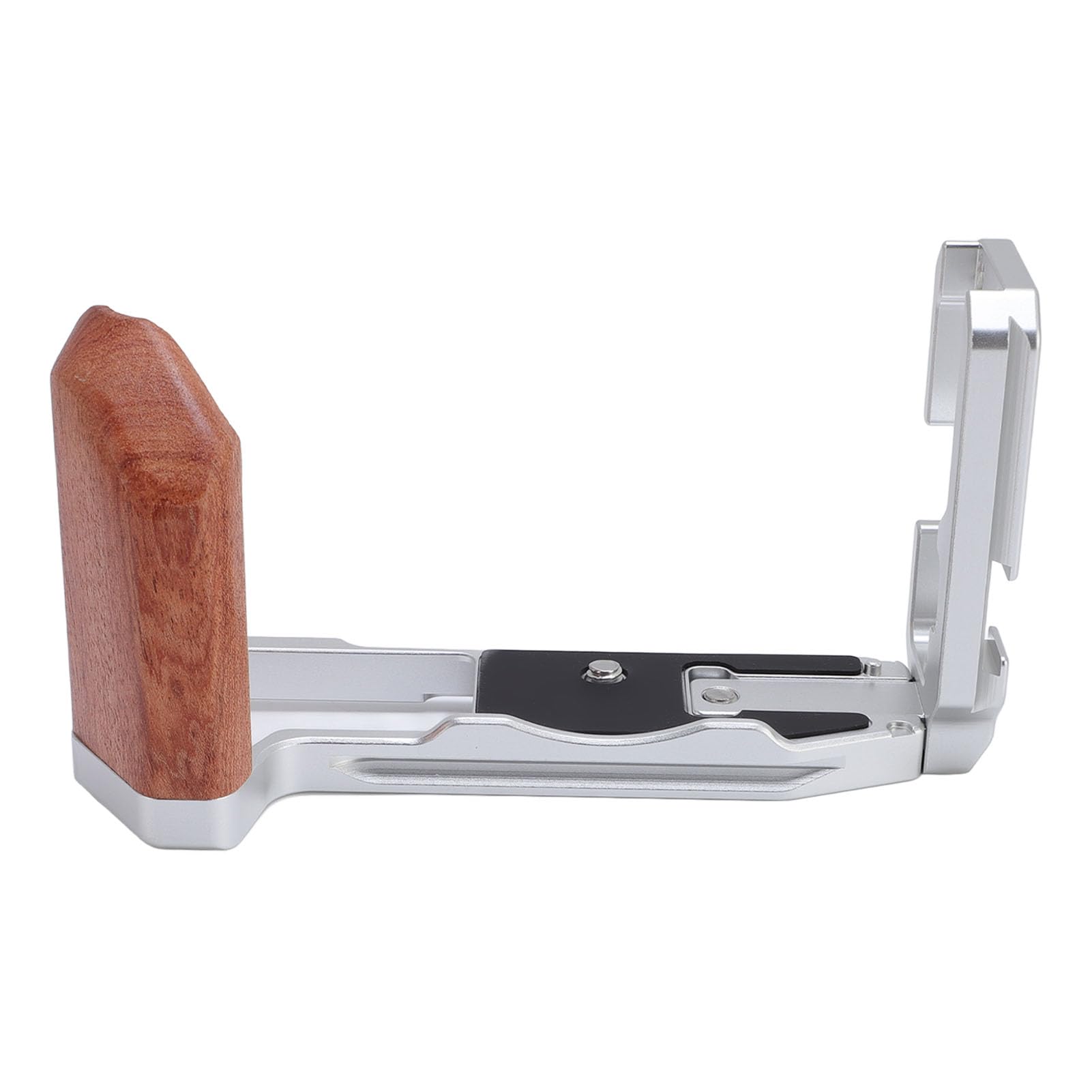 Poignée en Forme de L XT5, Poignée d'appareil Photo en Alliage d'aluminium de qualité Supérieure avec en Bois, Plaque à Dégagement Rapide Arca pour Photographie et Vidéo Vlog (Silver)