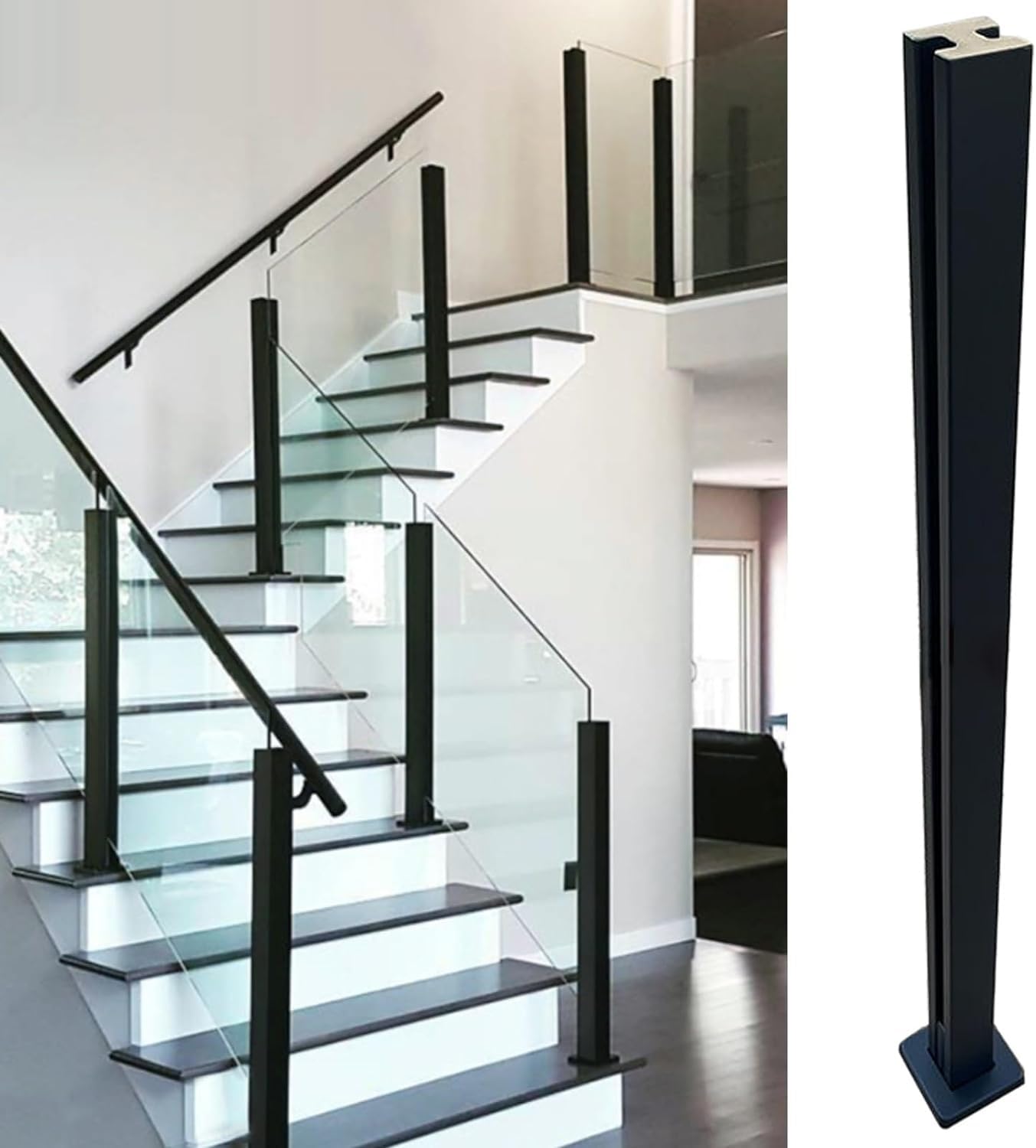 Pali per balaustra in acciaio inossidabile per scale e corridoi interni – Paletto quadrato in vetro 304 grado 80 cm/31,5 pollici ideale per recinzioni di piscine e decorazioni moderne