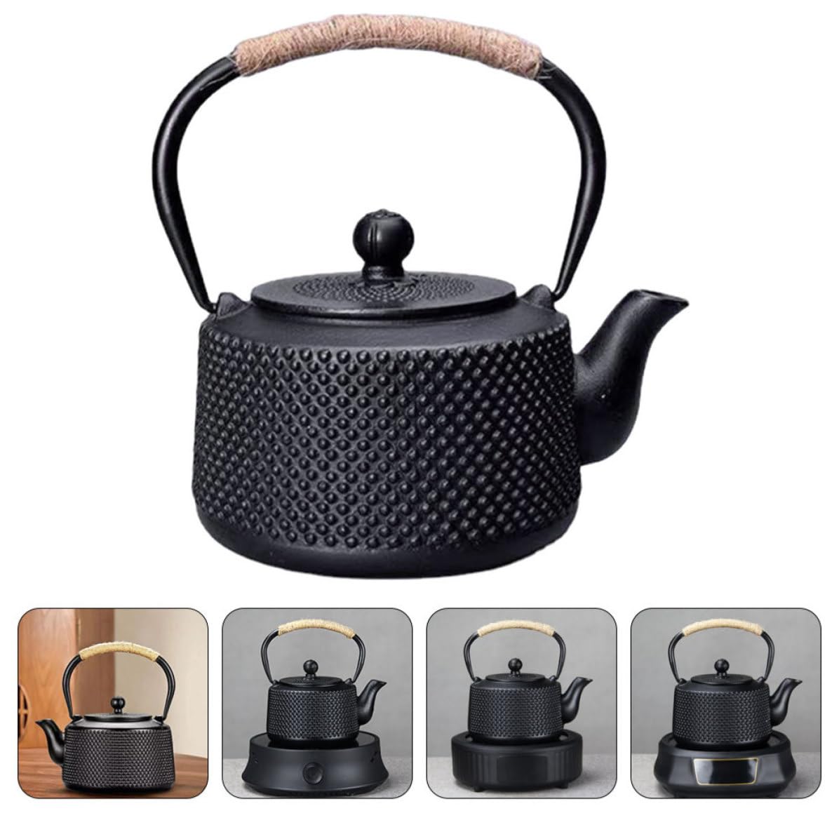 VICASKY Tetera de Hierro Fundido Japonesa de 900ml Infusor para Hojas Sueltas, Diseño Clásico Retro, Tamaño Pequeño, Adecuado para Oficinas y Hoteles