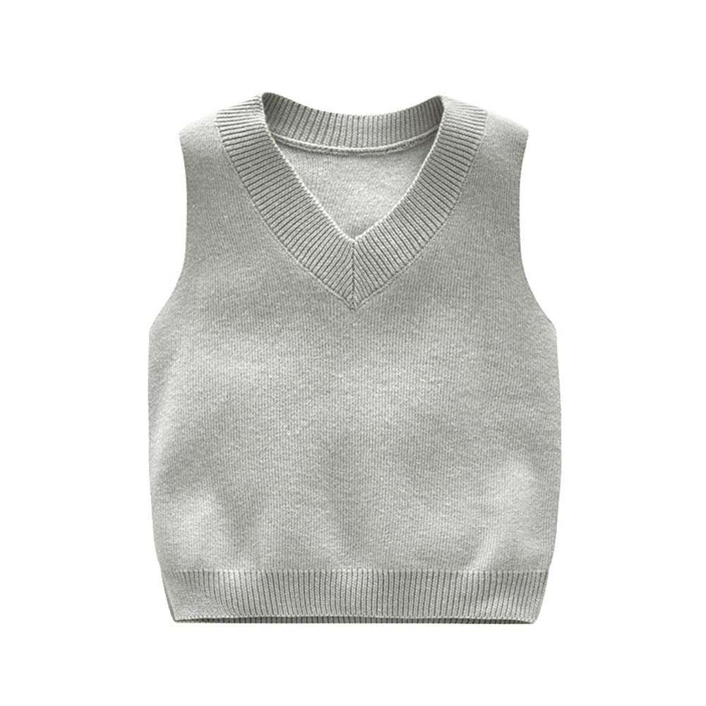 AnbabyLittle Boy's Knit Sweater Vest Kids V-Neck Students Pullover