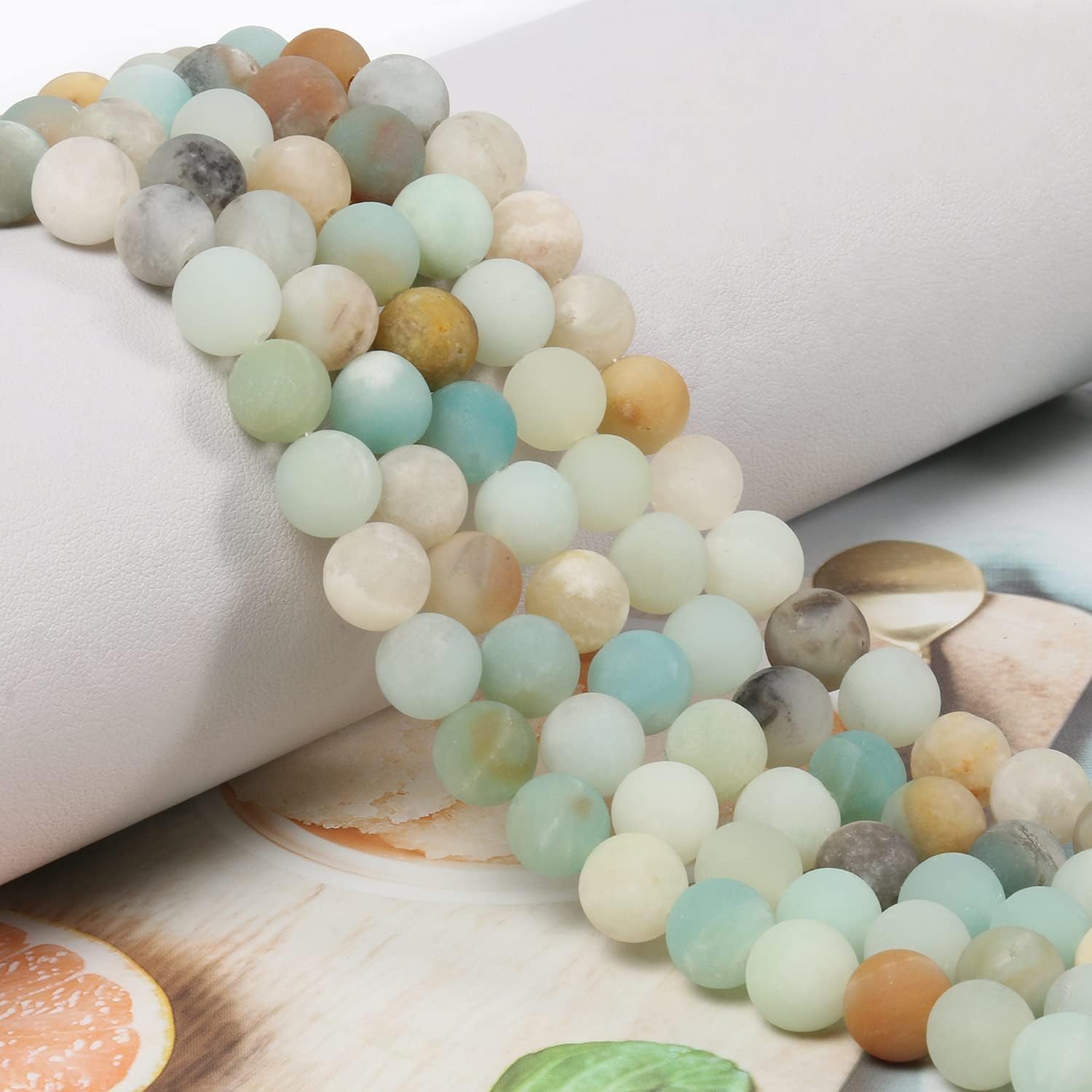 NITOPUPU 100Pcs 8mm Natural Frosted Amazonite Gemstone Beads Round Loose Stone Beads for Jewerly Making with Crystal Stretch Cord Frosted Amazonite 8mm