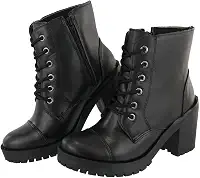 Bota Coturno Feminino Couro Cano Médio Plataforma Zíper Confortável Moda