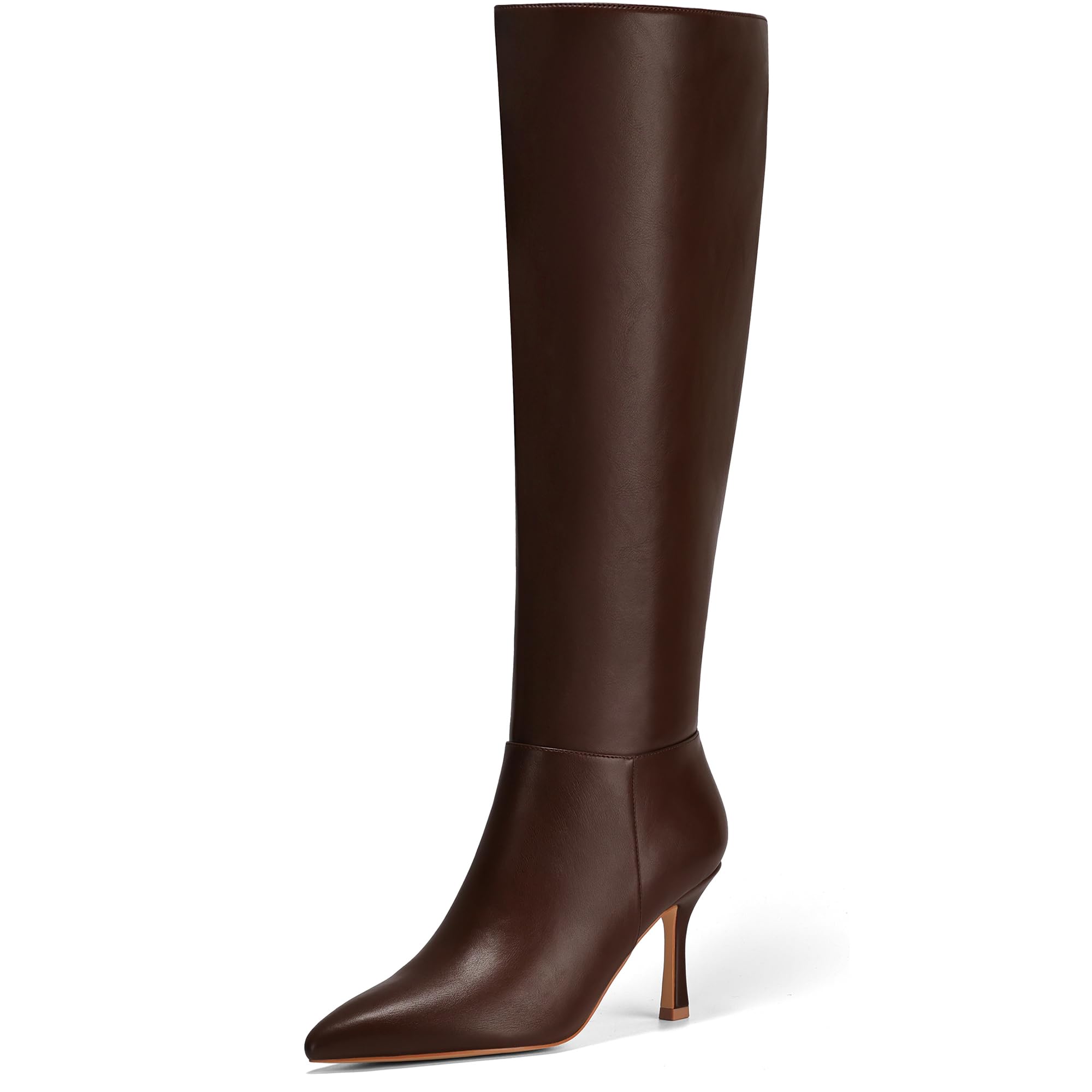 Vipost 3 3 inch Kitten Heel Boots for Women Knee High Pointed Toe Boots for Women Tall Long