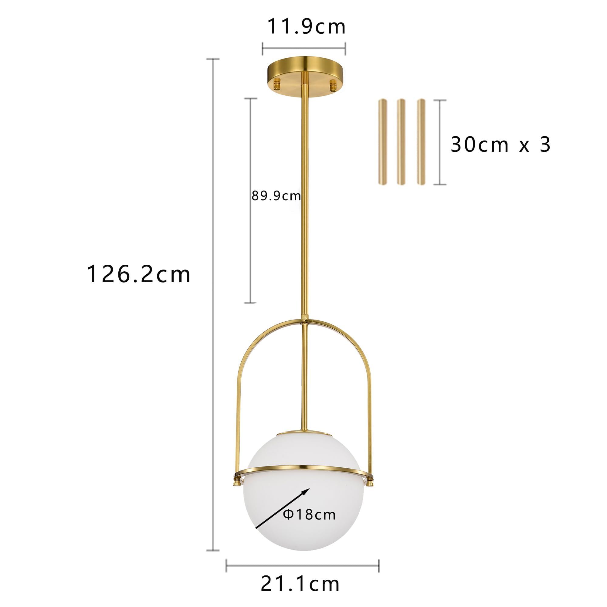Alighting Pendelleuchte Gold mit Milchglas Kugel Ø18 cm