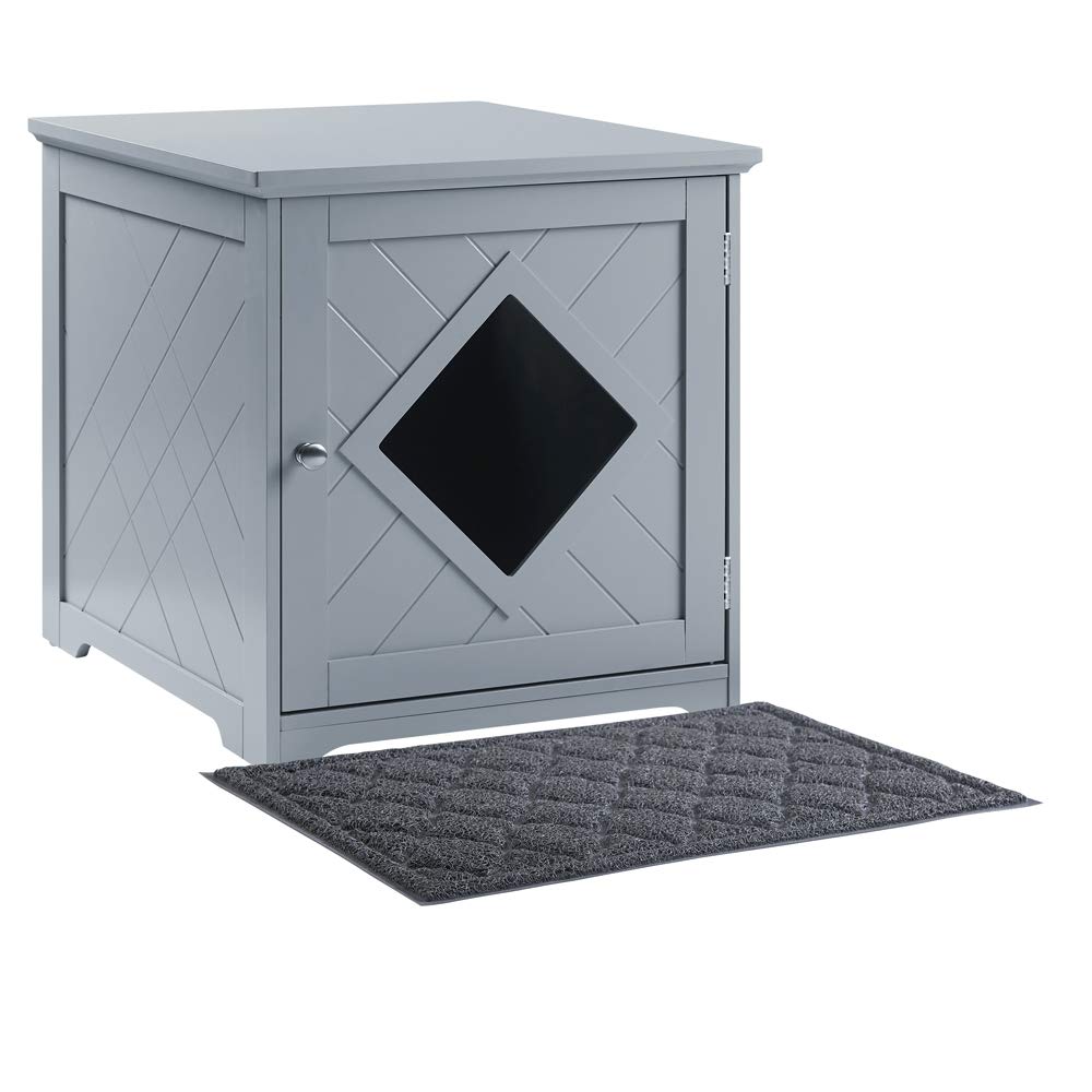 unipaws Cat Litter Box Enclosure with Mat, Privacy Cat Washroom, Litter