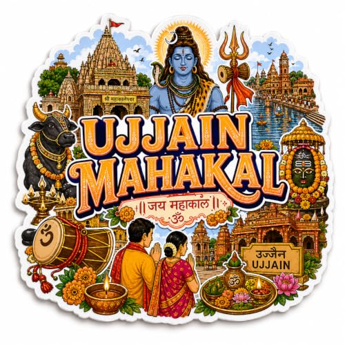 Image of Zesta Wooden Fridge Magnets Set | Refrigerator Decor Magnets for Kitchen | India Souvenir Fridge Magnet Collection | Wooden Magnet for Fridge Door Decoration (Ujjain Mahakal)