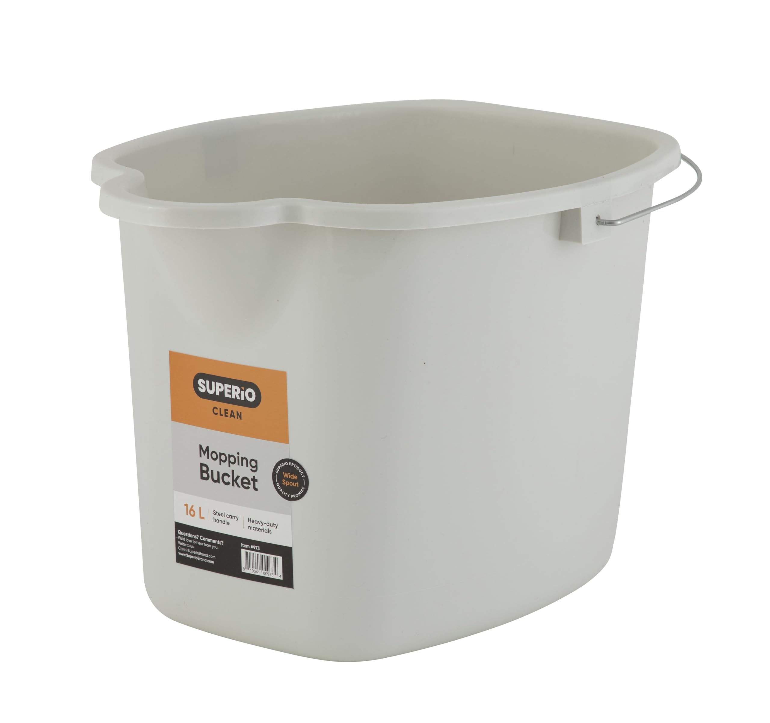 Mop Bucket for Cleaning - Car Wash Bucket with Metal Handle- 4.25 Gallon Bucket Grey Durable Plastic Pail for Fishing, Mopping, Cleaning -16 Liter Camping Buckets - Superio
