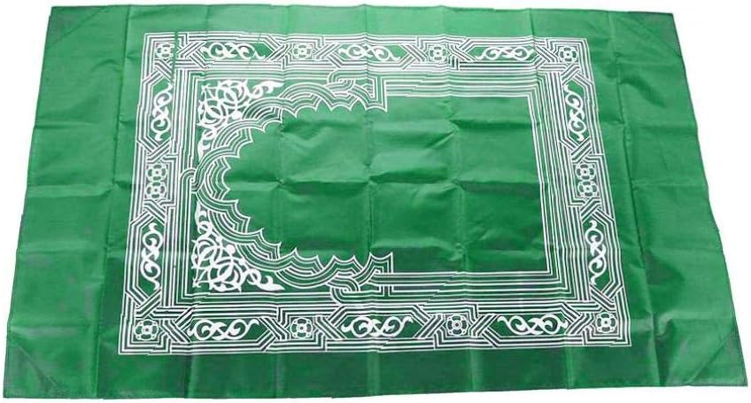SungpunetMuslim Prayer Rug Islamic Muslim Praying Mat Carpet Blanket Pocket Portable Print with Compass Bag for Travel Home Green