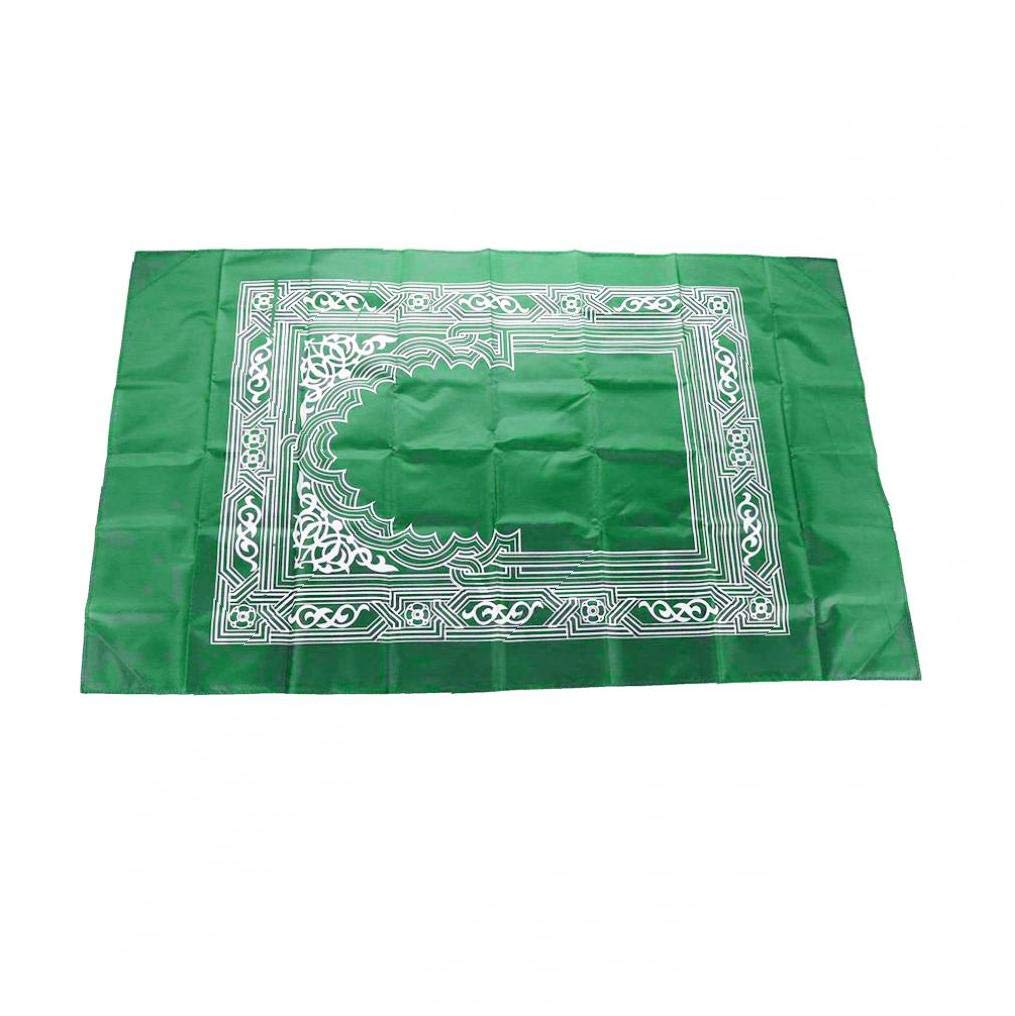 SungpunetMuslim Prayer Rug Islamic Muslim Praying Mat Carpet Blanket Pocket Portable Print with Compass Bag for Travel Home Green