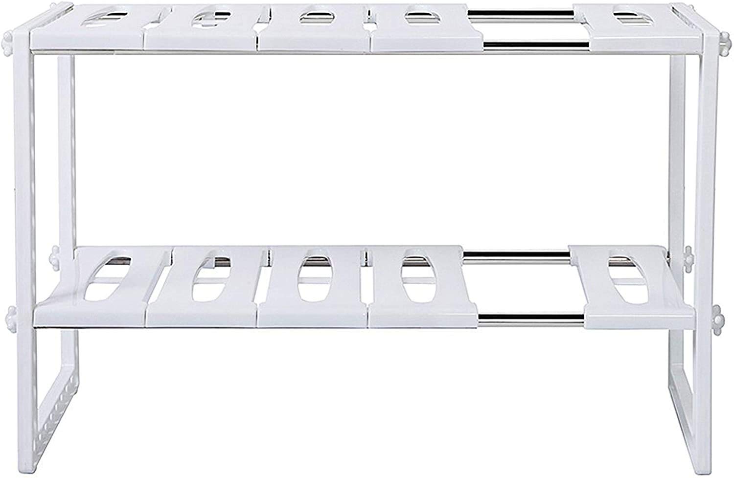 Mantraraj White 2 Tier Expandable Under Sink Organizer Storage Shelf Shelves Unit Space Saving Tidy Organizer Rack Cupboard For Multipurpose Bathroom Kitchen Under Sink Rack Storage Tidy Stainless Steel