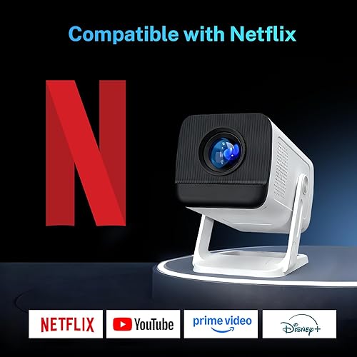 Miniatura 2 de Compatible con Netflix Mini proyector aprobado por Google CTS aplicaciones de transmisión integradas con licencia oficial, soporte 1080P, proyector