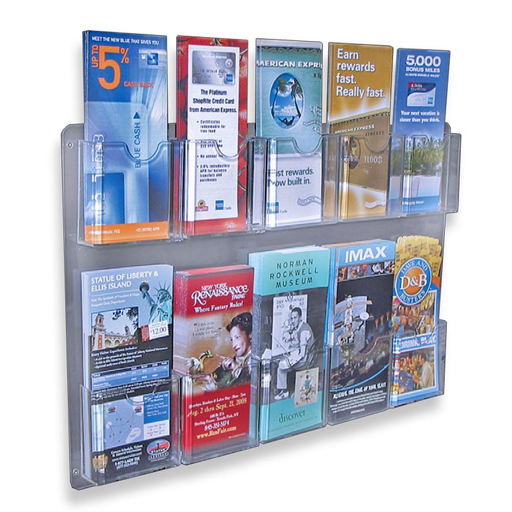 Azar Displays 252069 Ten-Pocket Wall Mount Brochure Holder, 2-Piece Set — image 1