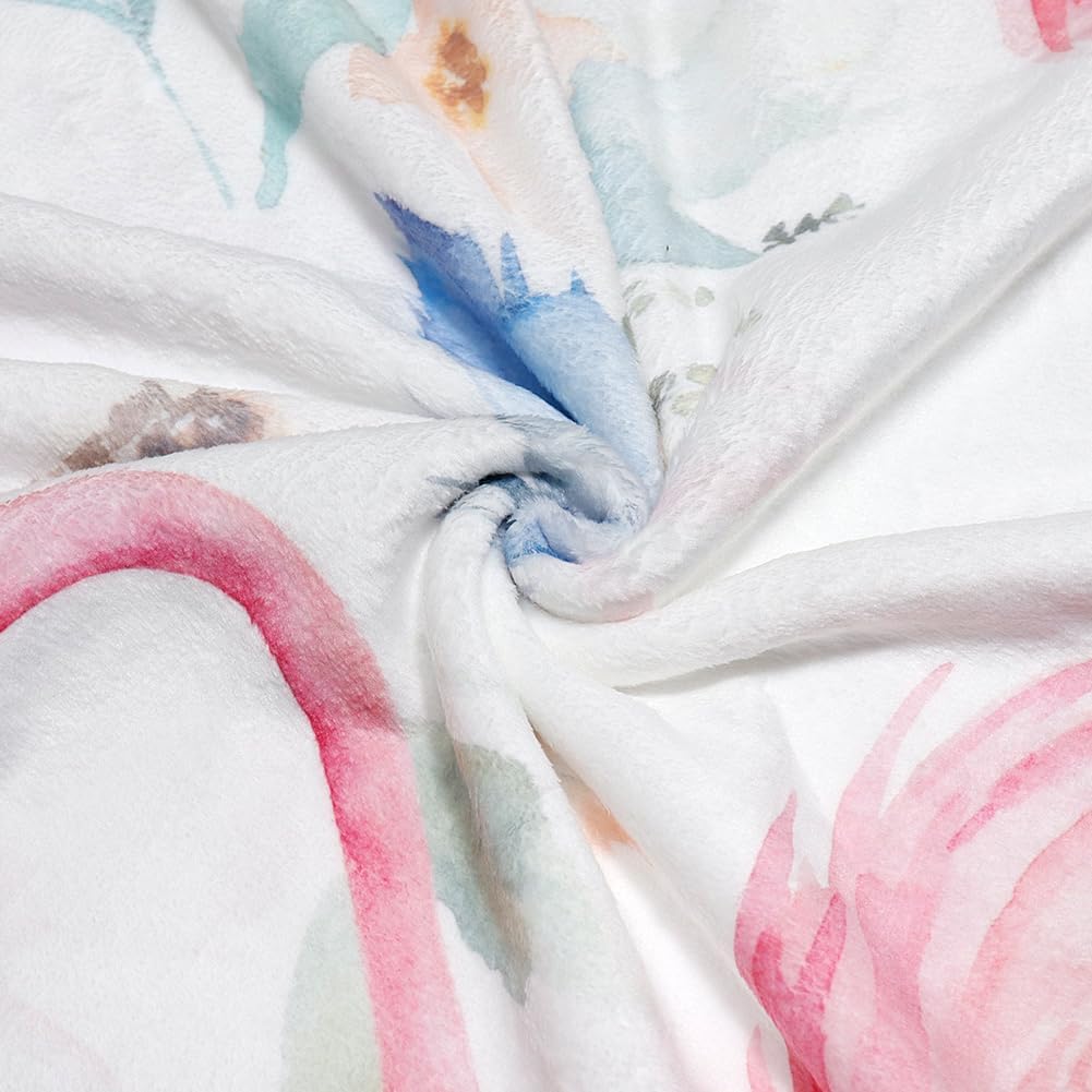 Flamingo Blanket Watercolor Flower Throw Blankets Ultra Soft Flannel Throw Blankets Lightweight Cozy Fluffy Plush Blanket for Bed Couch Sofa 50" X 60" - Image 7