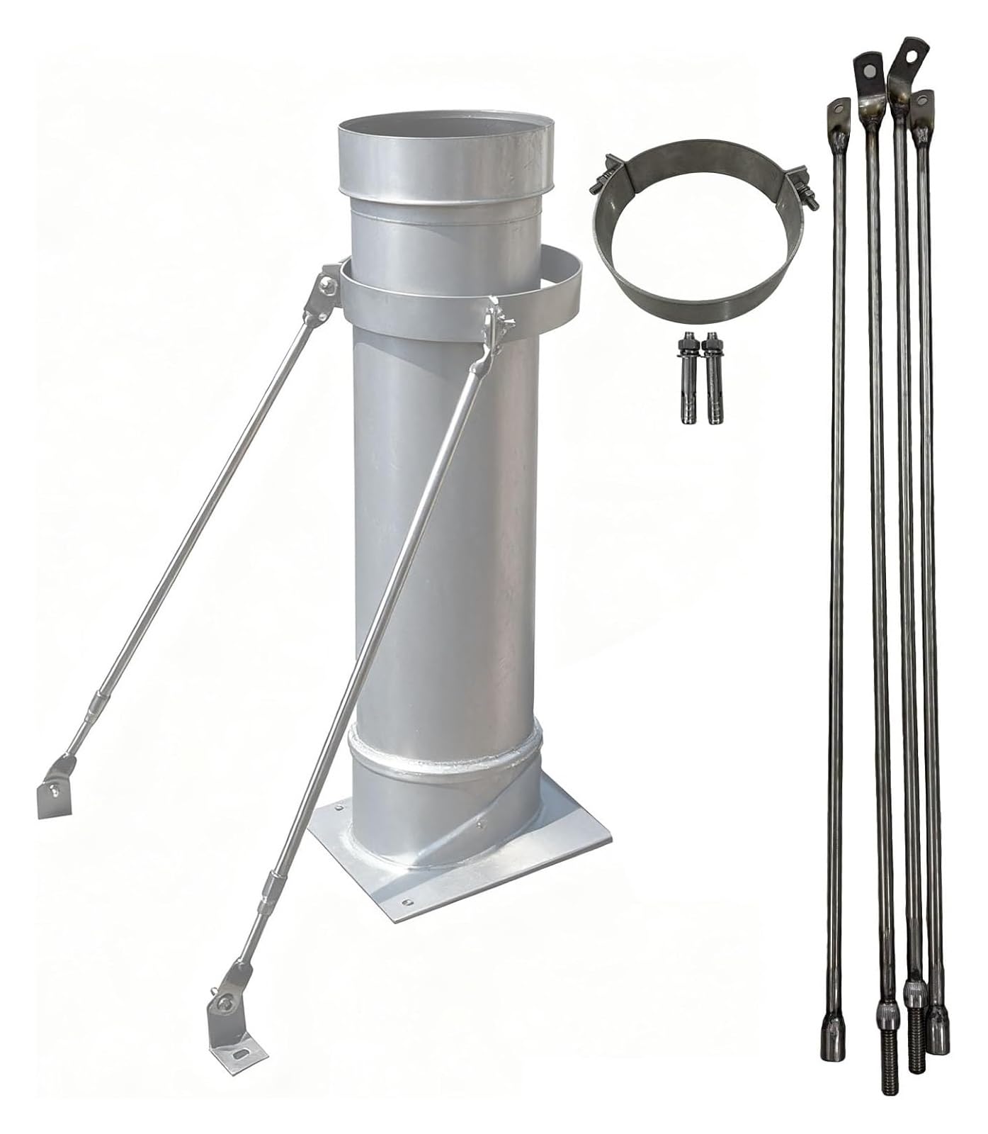 JYHHGDS Stainless Steel Chimney Braces for Wood Stoves, Adjustable Wall Bracket Support Kit for 4-10 Inch Stove Pipes, Roof Brackets for Enhanced Stability & Durability