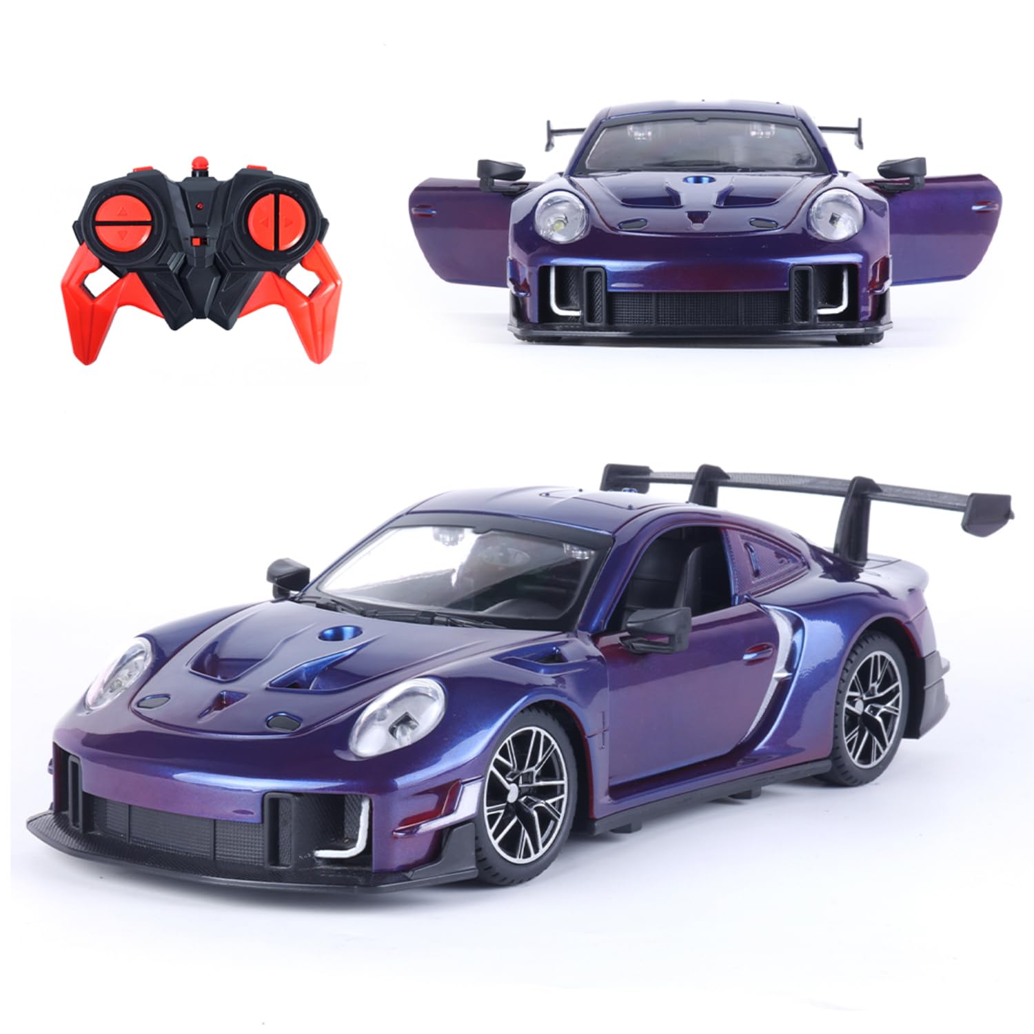 Popsugar Door Opening Remote Control Car | Rechargeable 1200mAh Lithium Battery | C-Type Charging | 75-Min Runtime | 2.4G Long Range Remote (100+ ft) | HighSpeed RC Car | Gift for Kids | Made in India