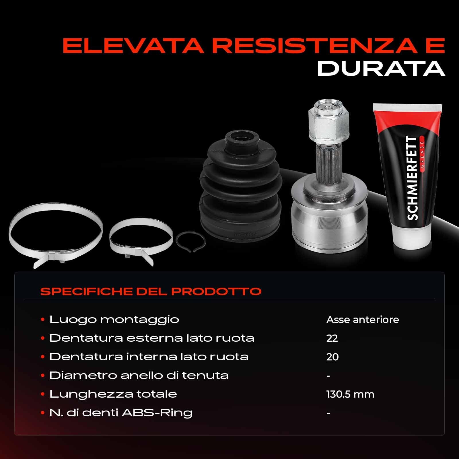 Frankberg Kit Giunti Semiasse lato ruota Assale Anteriore Sinistro Destro Compatibile con Seicento/600 187 0.9L 1.1L 1997-2010 Replace# 46307367