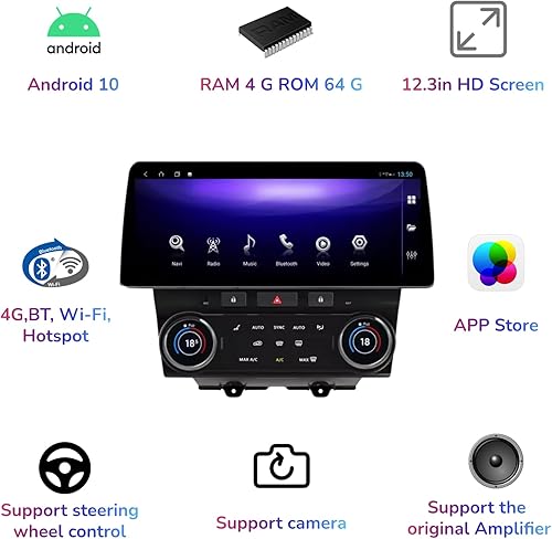 Miniatura 4 de Pantalla táctil multimedia de 12.3 pulgadas para Camaro 2009-2016 Android 13 Radio de coche Soporte inalámbrico CarPlay, GPS 4G y función original
