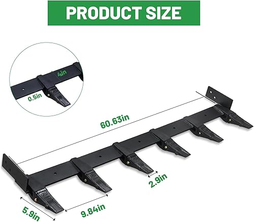 Miniatura 2 de Barra de dientes de piraña de 60 pulgadas para cubos de tractor, accesorio de dientes atornillados de 23 TF para cargadores y minicargadoras