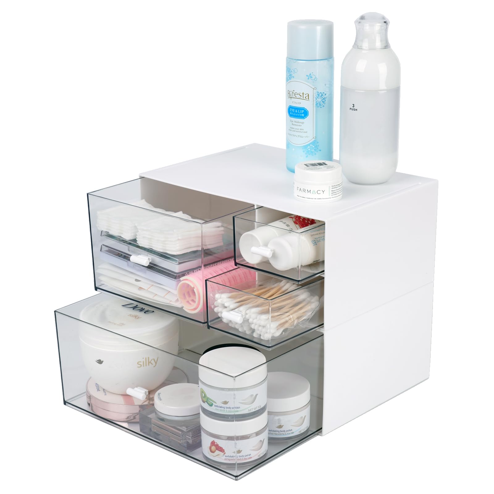 OSteed Desk Tidy Organiser with 4 Drawers, Desktop Storage Unit, White
