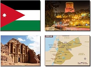 SET OF 4 JORDAN FRIDGE MAGNETS – JORDAN FLAG JORDAN MAP JORDAN ATTRACTIONS