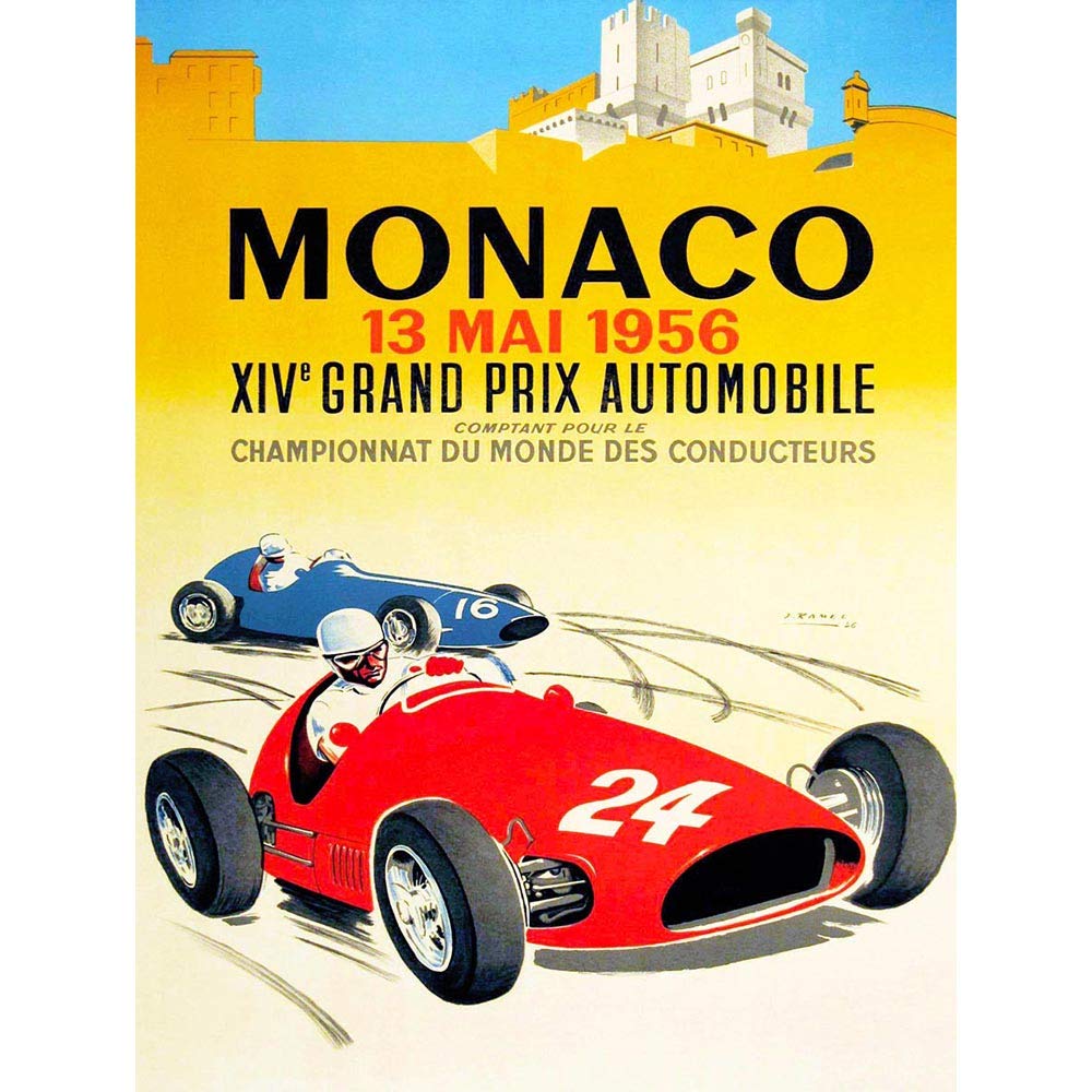 Wee Blue Coo Vintage Advert Transport Grand Prix Monaco 1956 Art Print Poster Wall Decor 12X16 Inch