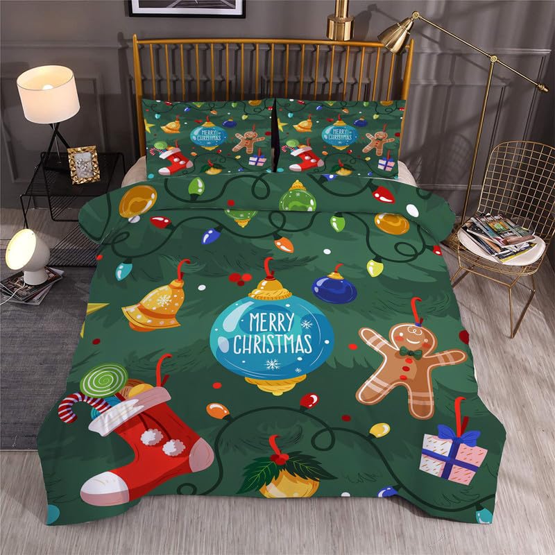 Housse de couette 160x200 parure de lit 2 personnes à motifs