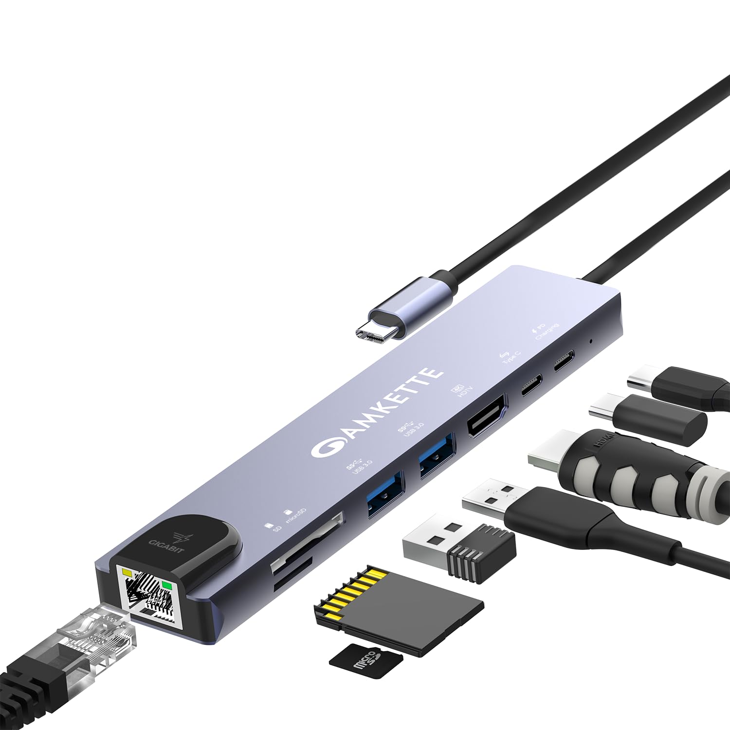 8-in-1 Pro 1Gbps Docking Station for Laptop,Type C hub with 100W Power Delivery&USB C Data Transfer, 4K HDMI,USB 3.0,1Gbps Ethernet,SD/TF Card Reader,for All Type C Devices-MacBook&Laptops