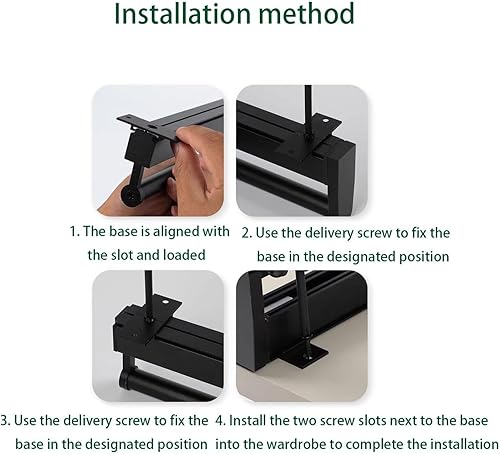 Miniatura 7 de Barra de armario de alta resistencia extraíble, barandilla de ropa de armario con acabado negro para cajones de pantalones, 2429343944495423.2 in