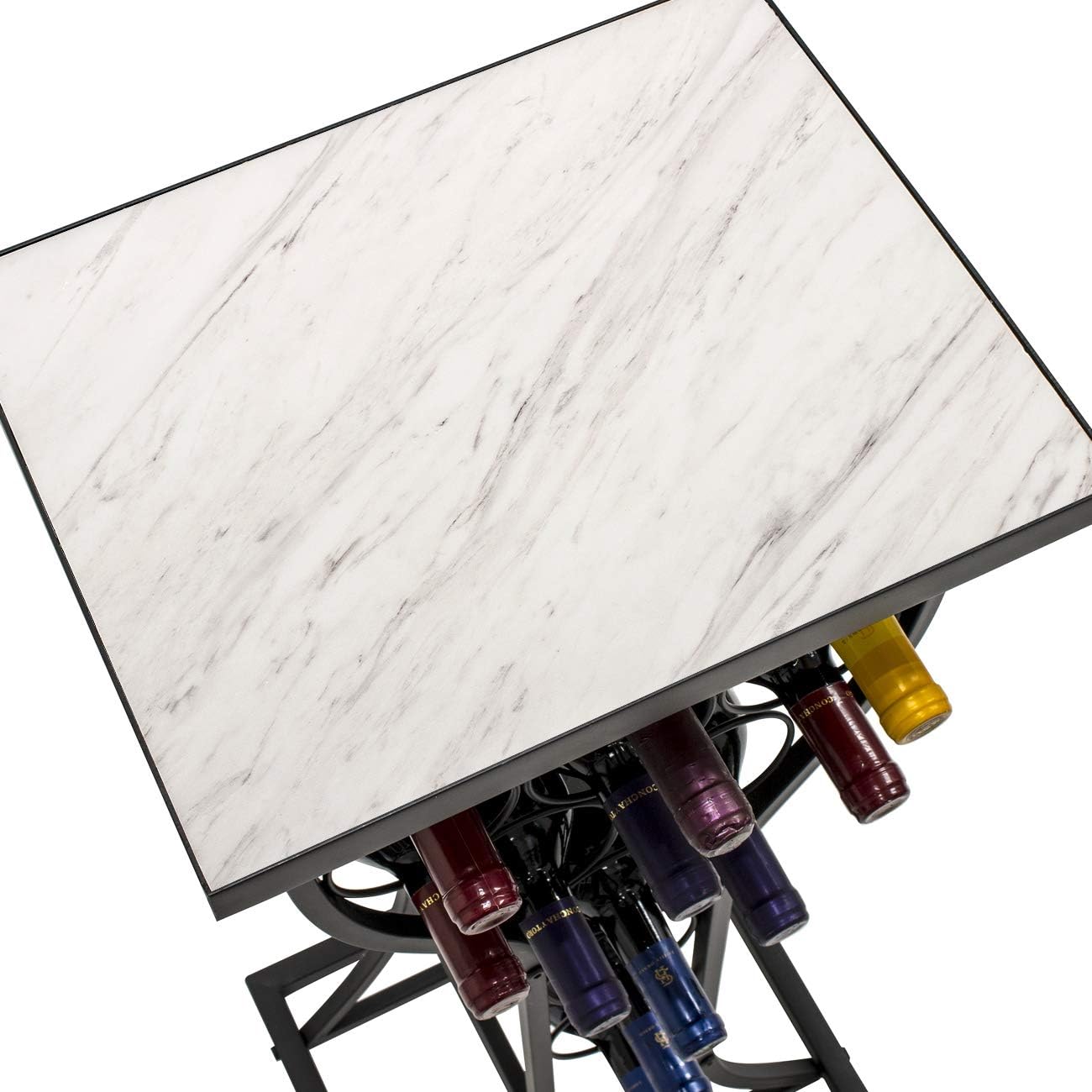 Sorbus Marble Wine Rack Console Table - Freestanding Wine Storage Organizer Display Rack for Small Spaces, Holds 11 Bottles, Metal with Faux Marble Finish (Marble Wine Rack - White) : Home & Kitchen
