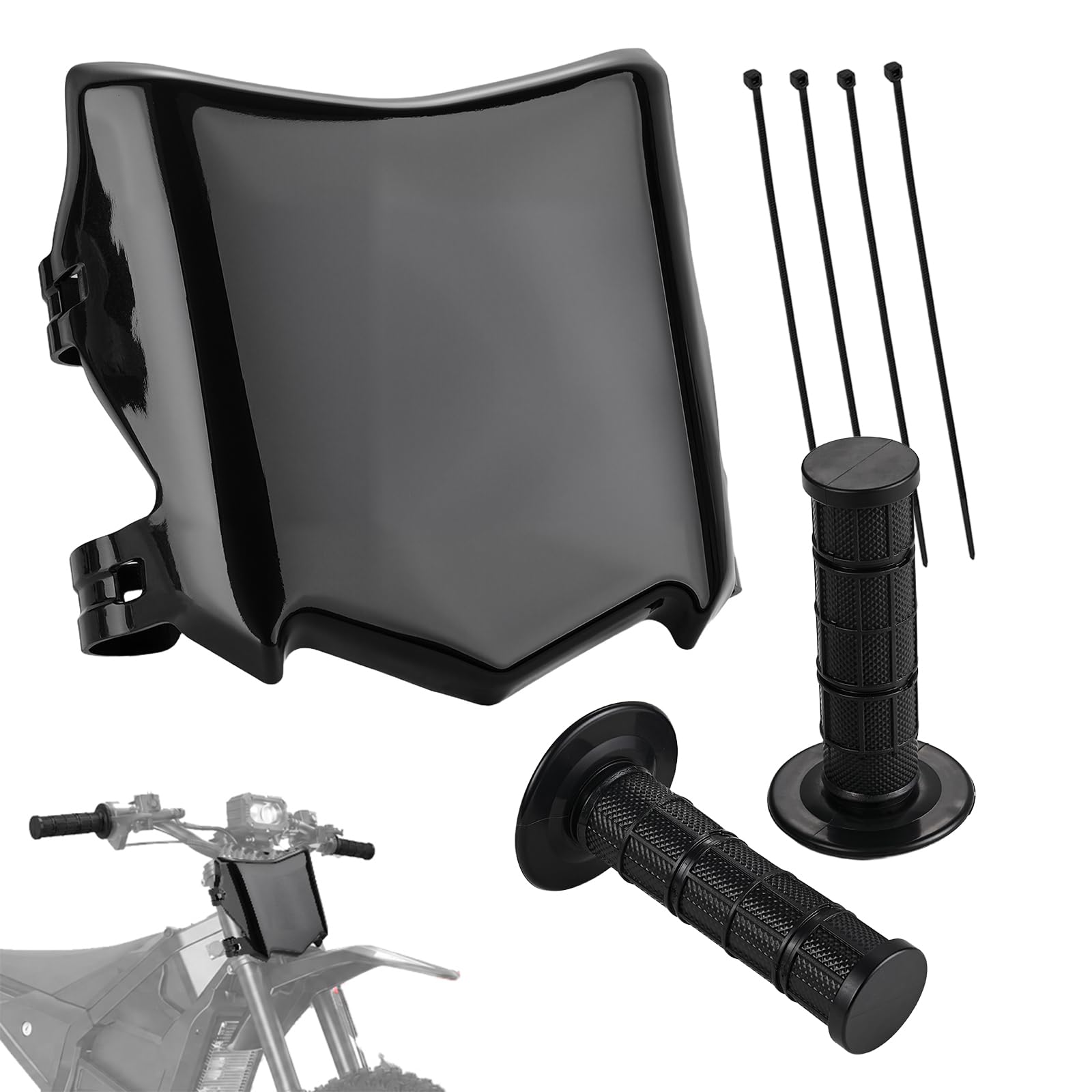 JFG RACING Electric Dirt Bike Ebike Number Plate with 7/8" Rubber Grips