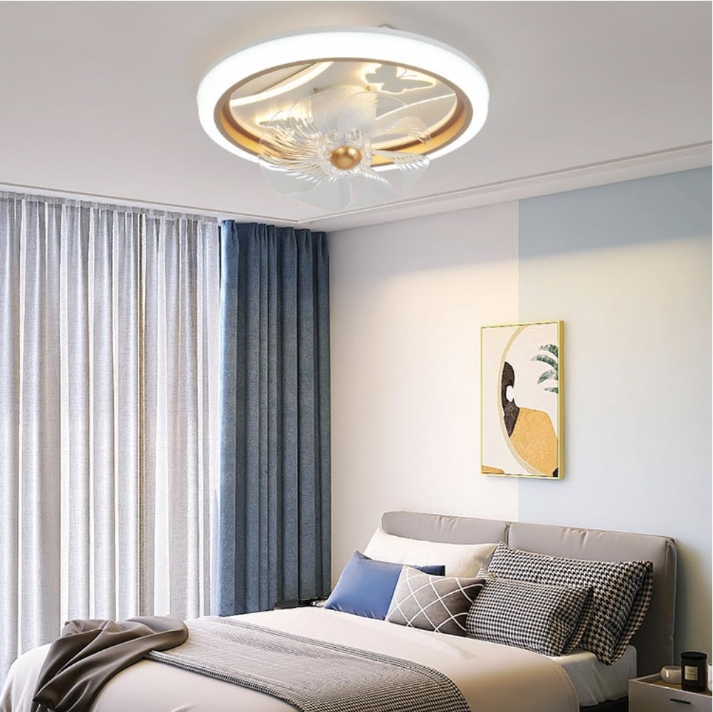 HXYSXHJUO Ceiling fan light LED 360°Oscillating Energy Saving 3 Speed Wind Color Dimming Remote Control Lights Mute Invisible Bedroom Dining Room Oscil