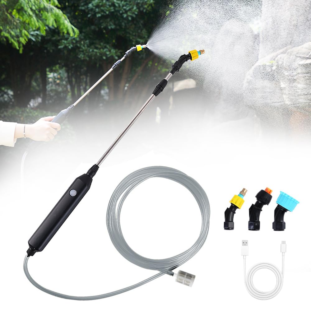 KBIBCK Electric Garden Sprayer, Battery Powered Sprayer with Telescopic Wand, 3 Nozzles, 5M Hose Mister Sprayers, Portable Weed Sprayers Pump, Electric PlantSprayer for Yard, Lawn, Weeds, Plants