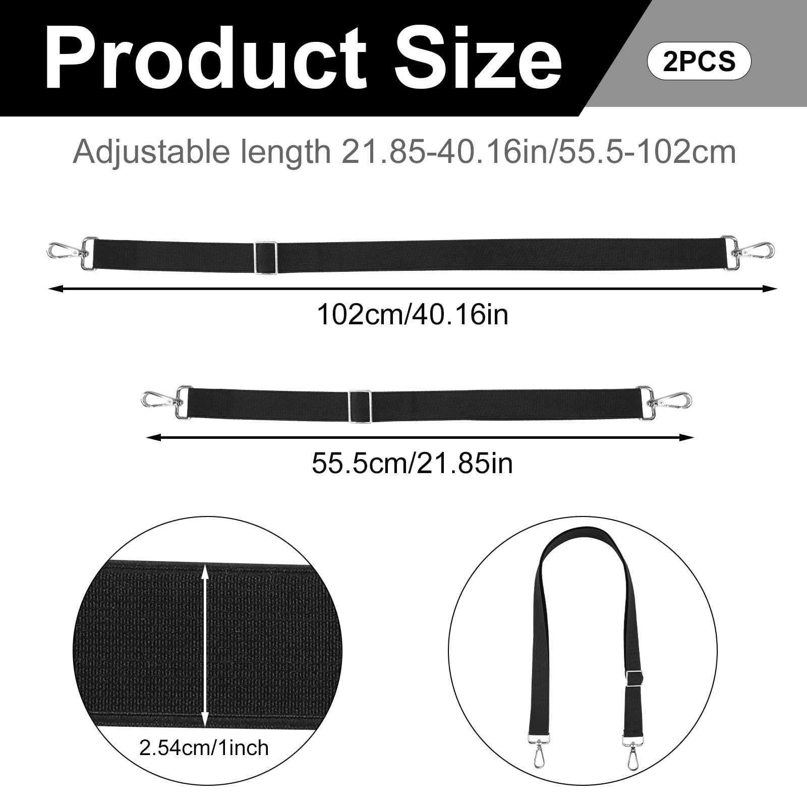 2pcs Horse Blanket Leg Straps, Elastic Horse Blanket Leg Straps Horse Blanket Belly Band Replacement with Swivel Snap Hook Wrap Adjustable Length 21.85-40.16in Black(Double Hook)