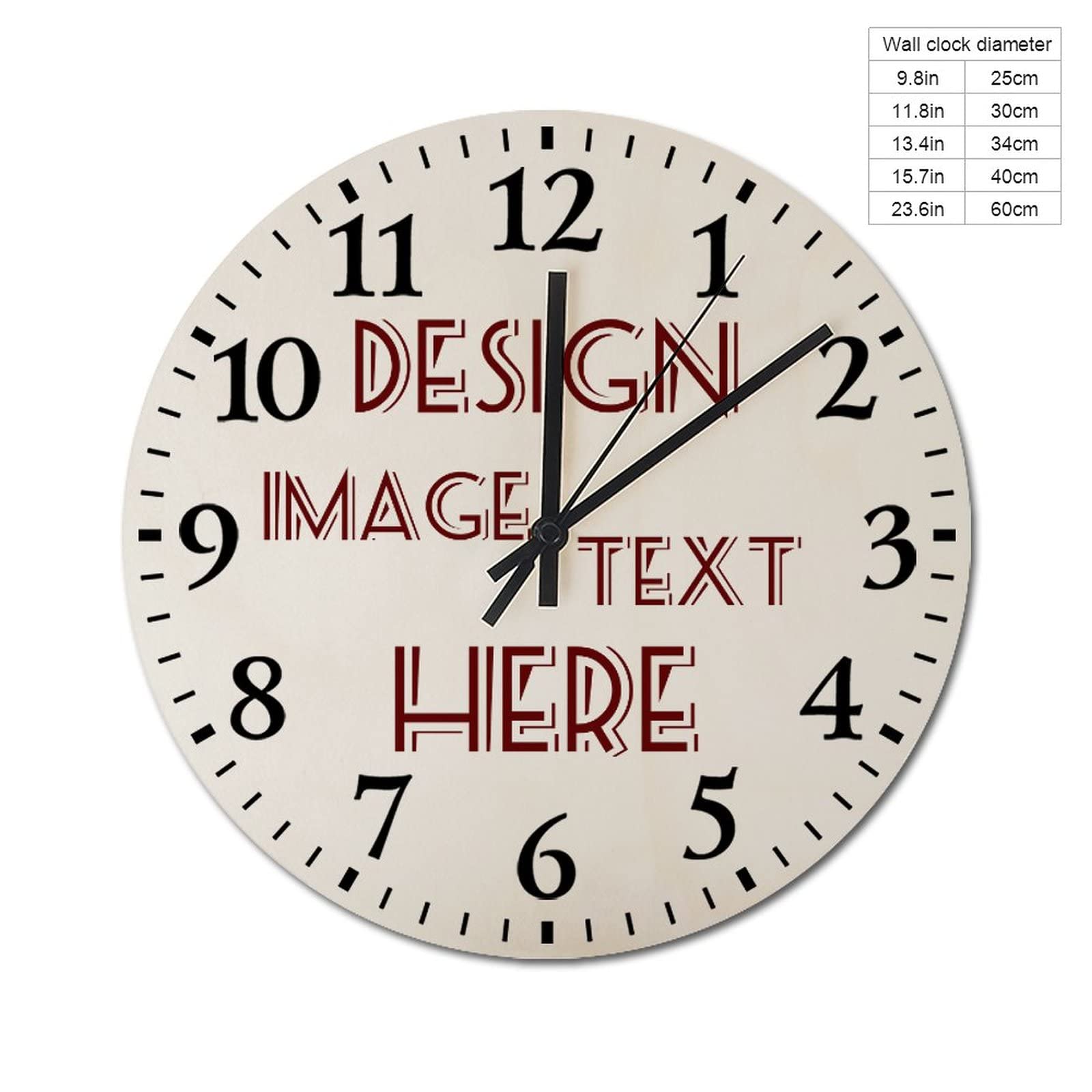 Nsipan Personalized Wood Round Clock, Custom Wooden Wall Clock with Picture, Personalized Wall Clock with Photo Text, Non Ticking Silent Wall Clocks for Living Room, Bedroom, Kitchen - 15.7 inch