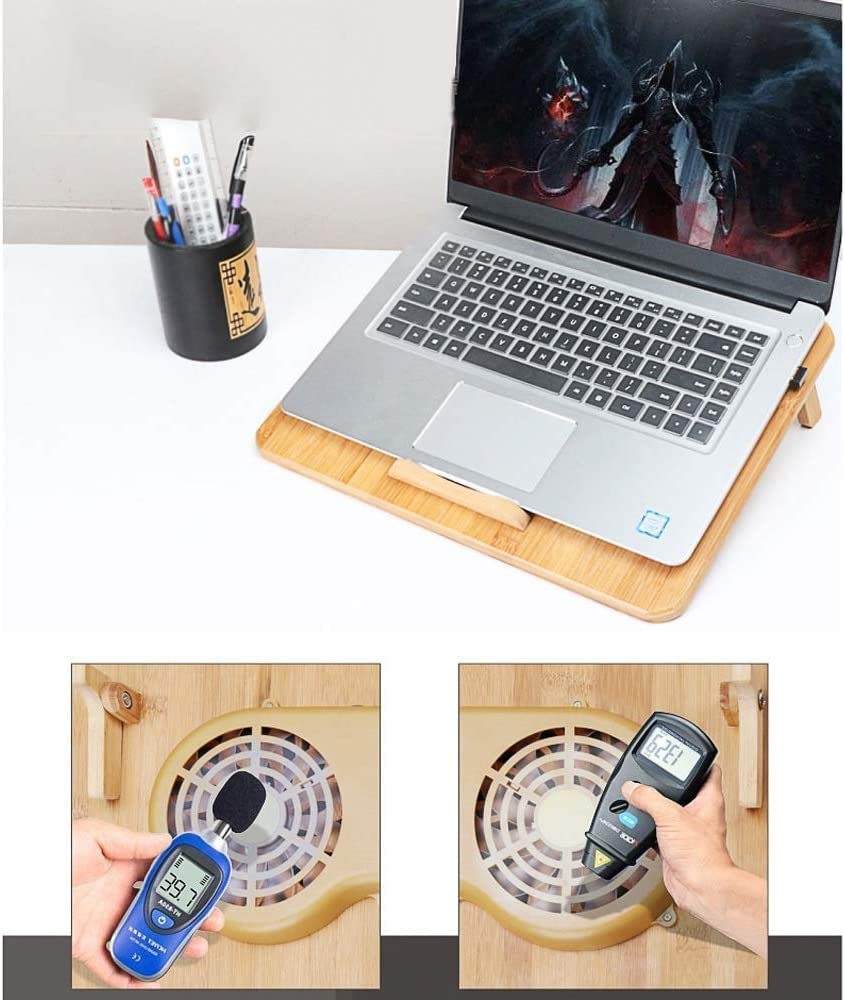 Podstawka Chłodząca Stabilny Bambusowa Podstawka Do Laptopa Podkładka Chłodząca Biurko Na Stolik Z Kątami Pochylenia Notebooków Cichy Biurko(38 * 28 * 5.6cm)
