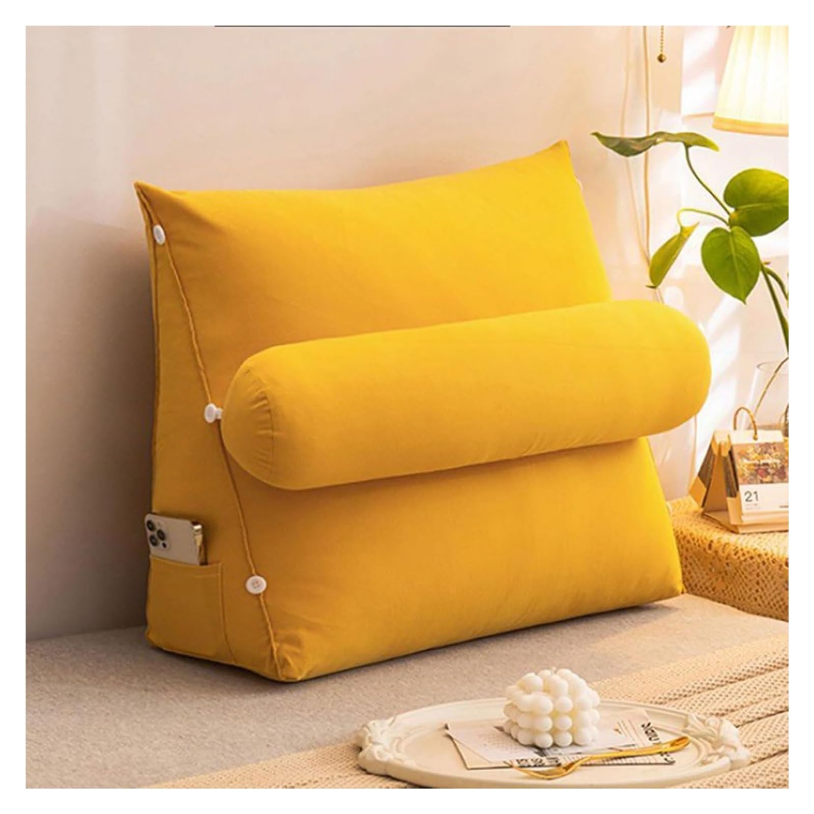 SDFGdtruR back pillow， Velvet | Great For BackRest Lumbar Support | And Durable Beanbag Ergonomic For(Turmeric,60 x 50 x 22 CM)