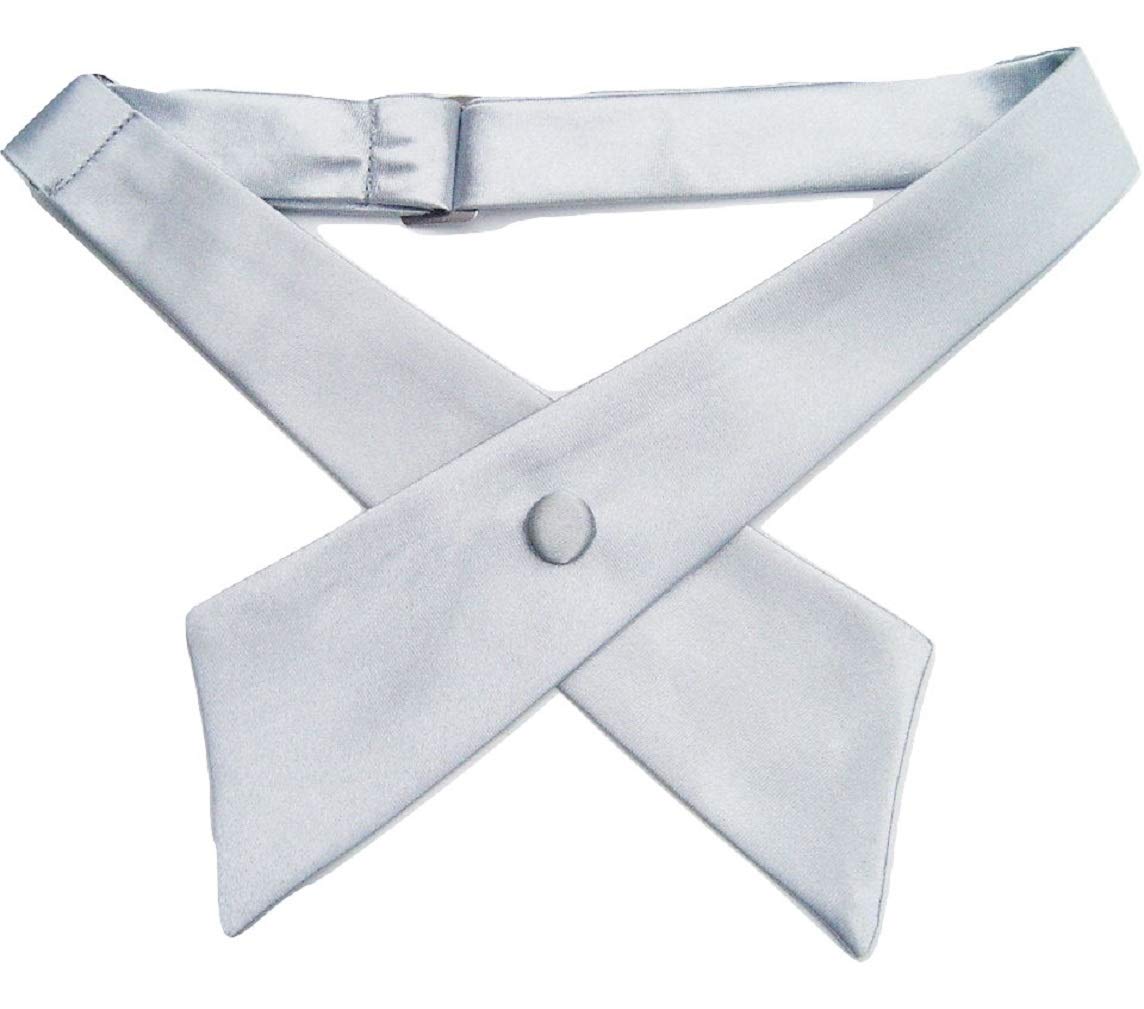 Ll. Men's Silver L&L® Unisex Cross Over Bowtie Necktie Cravat Pre Tied Adjustable Bow Tie Satin (Silver)