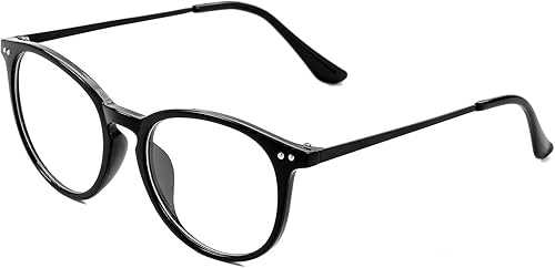 Miniatura 2 de Kursan Lentes falsos de lente transparente sin receta para mujeres y hombres, lentes de marco de plástico redondo retro