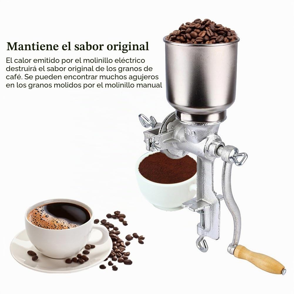 Molinillo de Cereales Manuelle Portátil Con Manivela para Granos de Maíz, Café, Mungo, Cacahuetes y Avena